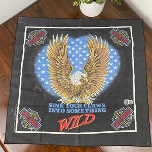 Vintage Harley Davidson Handkerchief Bandanna Patriotic American Eagle 20"X20"